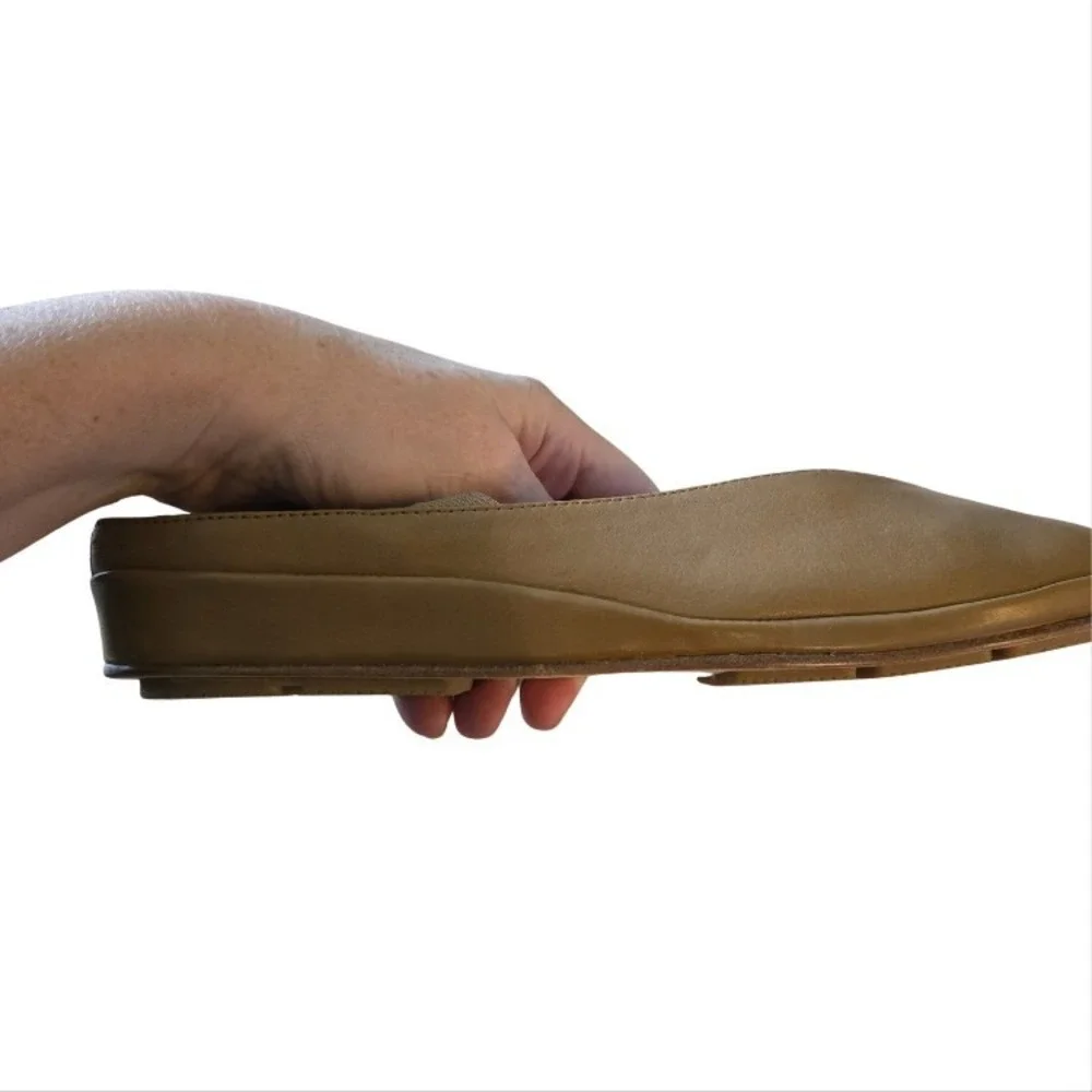 L'Amour Brown Leather Slingback Flats